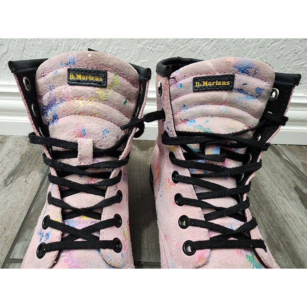 Dr. Martens Sheridan Ankle Boots Pink Floral Print Lace Up Womens Size 6 - Picture 4 of 12